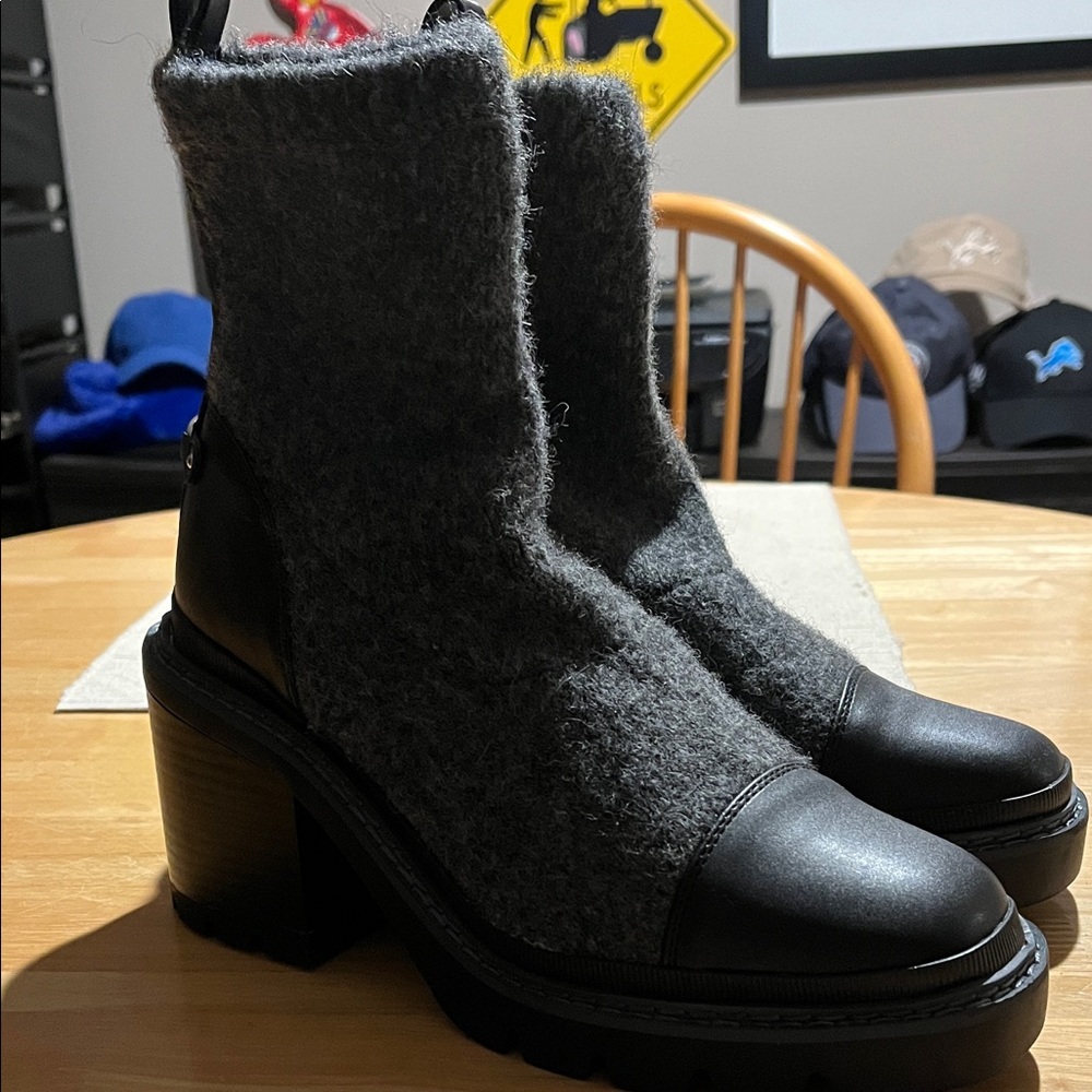Sam Edelman Black and Gray Heeled Boots